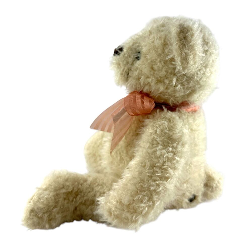 FAO Schwarz 9” Cream Teddy Bear Plush Pink Ribbon Embroidered Foot - Picture 4 of 6